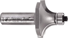 Amana Tool - 1-1/2" Cut Diam, 3/4" Length of Cut, 2 Flute Round-Over Edge Profile Router Bit - Carbide-Tipped, 1/2" Shank Diam, 2-5/8" OAL, Uncoated - Americas Industrial Supply