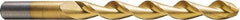 Cleveland - #25 118° High Speed Steel Jobber Drill - TiN Finish, Right Hand Cut, Parabolic Flute, Straight Shank, 3" OAL, Notched Point - Americas Industrial Supply