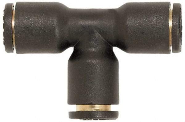 Coilhose Pneumatics - 5/32" OD, Glass Reinforced Nylon Push-to-Connect Union Tee - 225 Max psi, Black - Americas Industrial Supply