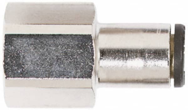 Coilhose Pneumatics - 1/4" OD, 1/4 NPT, Glass Reinforced Nylon/Nickel Plated Brass Push-to-Connect Female Connector - 225 Max psi - Americas Industrial Supply