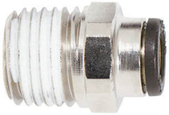 Coilhose Pneumatics - 1/8" OD, 10-32 NPT, Glass Reinforced Nylon/Nickel Plated Brass Push-to-Connect Male Connector - 225 Max psi - Americas Industrial Supply
