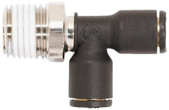 Coilhose Pneumatics - 5/32" OD, 1/8 NPT, Glass Reinforced Nylon/Nickel Plated Brass Push-to-Connect Male Swivel Run Tee - 225 Max psi - Americas Industrial Supply