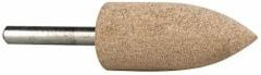 Cratex - 7/8" Head Diam x 2" Thickness, A11, Pointed Tree End, Aluminum Oxide Mounted Point - Medium Grade, 80 Grit, 12,000 RPM - Americas Industrial Supply