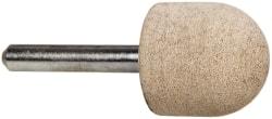 Cratex - 1" Head Diam x 1" Thickness, A21, Ball Nose End, Aluminum Oxide Mounted Point - Fine Grade, 120 Grit, 21,000 RPM - Americas Industrial Supply