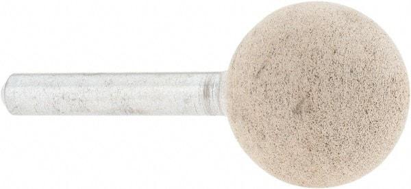 Cratex - 1" Head Diam x 1" Thickness, A25, Ball End, Aluminum Oxide Mounted Point - Medium Grade, 80 Grit, 22,120 RPM - Americas Industrial Supply