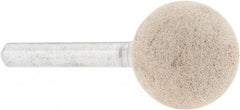 Cratex - 1" Head Diam x 1" Thickness, A25, Ball End, Aluminum Oxide Mounted Point - Medium Grade, 80 Grit, 22,120 RPM - Americas Industrial Supply
