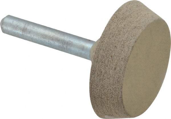 Cratex - 1-1/2" Head Diam x 3/8" Thickness, A34, Flat Cone End, Aluminum Oxide Mounted Point - Medium Grade, 80 Grit, 25,470 RPM - Americas Industrial Supply