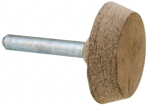 Cratex - 1-1/2" Head Diam x 3/8" Thickness, A34, Flat Cone End, Aluminum Oxide Mounted Point - Fine Grade, 120 Grit, 25,470 RPM - Americas Industrial Supply
