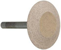 Cratex - 1-5/8" Head Diam x 3/8" Thickness, A36, Wheel Tapered Edge End, Aluminum Oxide Mounted Point - Medium Grade, 80 Grit, 23,520 RPM - Americas Industrial Supply
