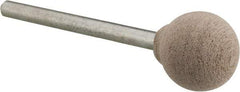 Cratex - 1/2" Head Diam x 1/2" Thickness, B121, Ball End, Aluminum Oxide Mounted Point - Fine Grade, 120 Grit, 21,000 RPM - Americas Industrial Supply