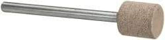 Cratex - 3/8" Head Diam x 3/8" Thickness, W175, Cylinder End, Aluminum Oxide Mounted Point - Medium Grade, 80 Grit, 24,150 RPM - Americas Industrial Supply