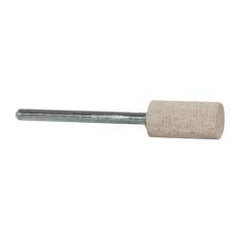 Cratex - 3/8" Head Diam x 3/4" Thickness, W177, Cylinder End, Aluminum Oxide Mounted Point - Fine Grade, 120 Grit, 17,620 RPM - Americas Industrial Supply