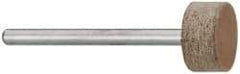 Cratex - 1/2" Head Diam x 1/4" Thickness, W183, Cylinder End, Aluminum Oxide Mounted Point - Medium Grade, 80 Grit, 22,500 RPM - Americas Industrial Supply