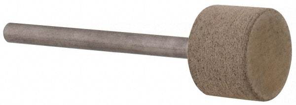 Cratex - 1/2" Head Diam x 3/8" Thickness, W184, Cylinder End, Aluminum Oxide Mounted Point - Fine Grade, 120 Grit, 19,500 RPM - Americas Industrial Supply