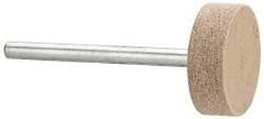 Cratex - 3/4" Head Diam x 1/4" Thickness, W201, Cylinder End, Aluminum Oxide Mounted Point - Fine Grade, 120 Grit, 17,400 RPM - Americas Industrial Supply