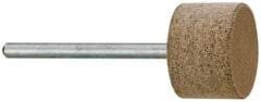 Cratex - 3/4" Head Diam x 1/2" Thickness, W203, Cylinder End, Aluminum Oxide Mounted Point - Medium Grade, 80 Grit, 15,750 RPM - Americas Industrial Supply