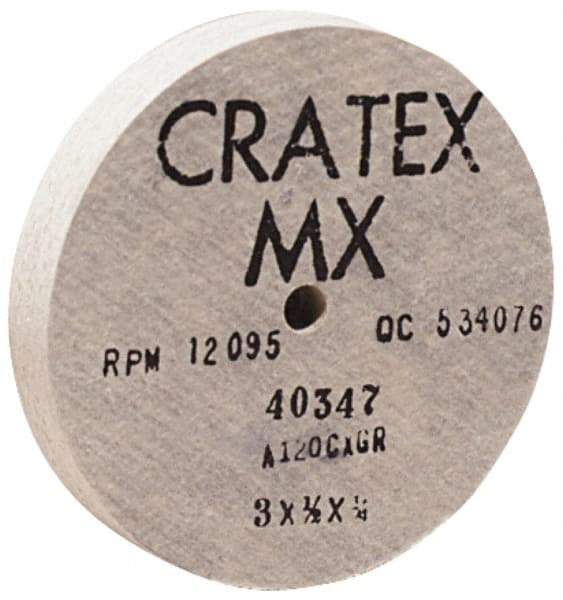 Cratex - 6" Diam x 1/2" Hole x 1/2" Thick, 54 Grit Surface Grinding Wheel - Aluminum Oxide, Type 1, Coarse Grade, 9,040 Max RPM, No Recess - Americas Industrial Supply