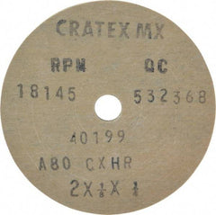 Cratex - 2" Diam x 1/4" Hole x 1/8" Thick, 80 Grit Surface Grinding Wheel - Aluminum Oxide, Type 1, Medium Grade, 18,145 Max RPM, No Recess - Americas Industrial Supply