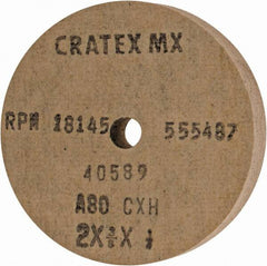 Cratex - 2" Diam x 1/4" Hole x 3/8" Thick, 80 Grit Surface Grinding Wheel - Aluminum Oxide, Type 1, Medium Grade, 18,145 Max RPM, No Recess - Americas Industrial Supply