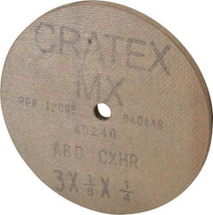 Cratex - 3" Diam x 1/4" Hole x 1/8" Thick, 80 Grit Surface Grinding Wheel - Aluminum Oxide, Type 1, Medium Grade, 12,095 Max RPM, No Recess - Americas Industrial Supply