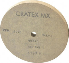 Cratex - 6" Diam x 1/2" Hole x 1/2" Thick, 80 Grit Surface Grinding Wheel - Aluminum Oxide, Type 1, Medium Grade, 6,050 Max RPM, No Recess - Americas Industrial Supply