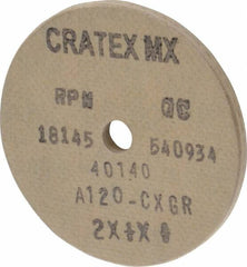 Cratex - 2" Diam x 1/4" Hole x 1/8" Thick, 120 Grit Surface Grinding Wheel - Aluminum Oxide, Type 1, Fine Grade, 18,145 Max RPM, No Recess - Americas Industrial Supply