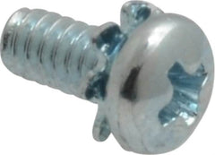 Value Collection - #4-40 UNC, 1/4" Length Under Head Phillips Drive Machine Screw - Pan Head, Grade J82 Steel, Zinc-Plated Finish, External Tooth - Americas Industrial Supply