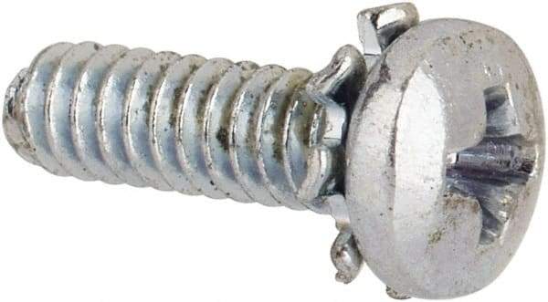 Value Collection - #4-40 UNC, 3/8" Length Under Head Phillips Drive Machine Screw - Pan Head, Grade J82 Steel, Zinc-Plated Finish, External Tooth - Americas Industrial Supply