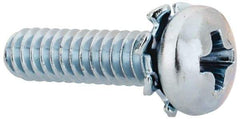 Value Collection - #4-40 UNC, 7/16" Length Under Head Phillips Drive Machine Screw - Pan Head, Grade J82 Steel, Zinc-Plated Finish, External Tooth - Americas Industrial Supply
