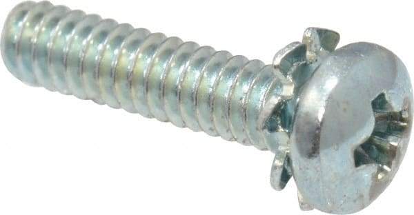 Value Collection - #4-40 UNC, 1/2" Length Under Head Phillips Drive Machine Screw - Pan Head, Grade J82 Steel, Zinc-Plated Finish, External Tooth - Americas Industrial Supply