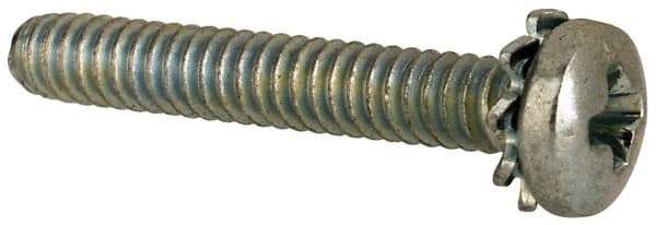 Value Collection - #4-40 UNC, 3/4" Length Under Head Phillips Drive Machine Screw - Pan Head, Grade J82 Steel, Zinc-Plated Finish, External Tooth - Americas Industrial Supply
