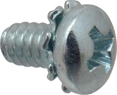 Value Collection - #6-32 UNC, 1/4" Length Under Head Phillips Drive Machine Screw - Pan Head, Grade J82 Steel, Zinc-Plated Finish, External Tooth - Americas Industrial Supply