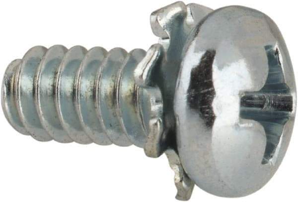 Value Collection - #6-32 UNC, 5/16" Length Under Head Phillips Drive Machine Screw - Pan Head, Grade J82 Steel, Zinc-Plated Finish, External Tooth - Americas Industrial Supply