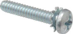 Value Collection - #6-32 UNC, 3/4" Length Under Head Phillips Drive Machine Screw - Pan Head, Grade J82 Steel, Zinc-Plated Finish, External Tooth - Americas Industrial Supply