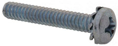 Value Collection - #6-32 UNC, 7/8" Length Under Head Phillips Drive Machine Screw - Pan Head, Grade J82 Steel, Zinc-Plated Finish, External Tooth - Americas Industrial Supply