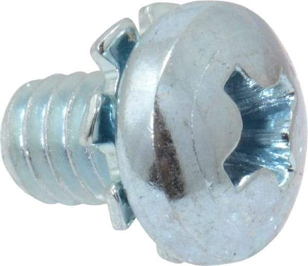 Value Collection - #8-32 UNC, 1/4" Length Under Head Phillips Drive Machine Screw - Pan Head, Grade J82 Steel, Zinc-Plated Finish, External Tooth - Americas Industrial Supply