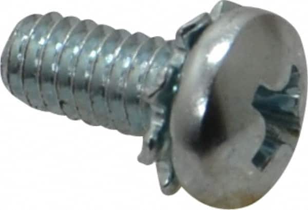 Value Collection - #8-32 UNC, 3/8" Length Under Head Phillips Drive Machine Screw - Pan Head, Grade J82 Steel, Zinc-Plated Finish, External Tooth - Americas Industrial Supply