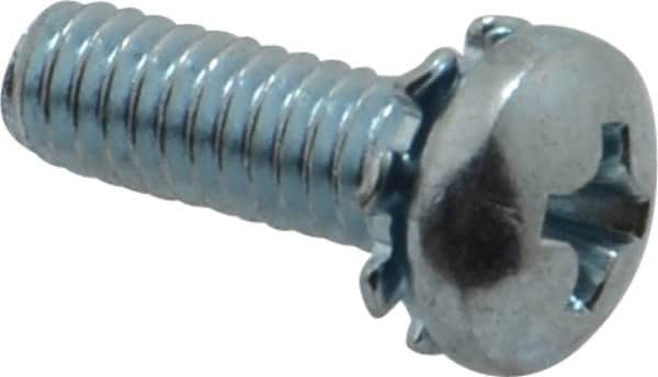 Value Collection - #8-32 UNC, 1/2" Length Under Head Phillips Drive Machine Screw - Pan Head, Grade J82 Steel, Zinc-Plated Finish, External Tooth - Americas Industrial Supply