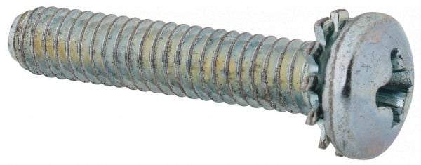 Value Collection - #8-32 UNC, 7/8" Length Under Head Phillips Drive Machine Screw - Pan Head, Grade J82 Steel, Zinc-Plated Finish, External Tooth - Americas Industrial Supply