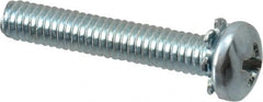 Value Collection - #8-32 UNC, 1" Length Under Head Phillips Drive Machine Screw - Pan Head, Grade J82 Steel, Zinc-Plated Finish, External Tooth - Americas Industrial Supply