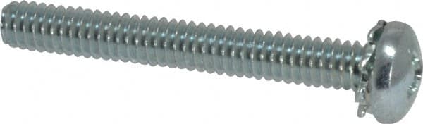 Value Collection - #8-32 UNC, 1-1/4" Length Under Head Phillips Drive Machine Screw - Pan Head, Grade J82 Steel, Zinc-Plated Finish, External Tooth - Americas Industrial Supply