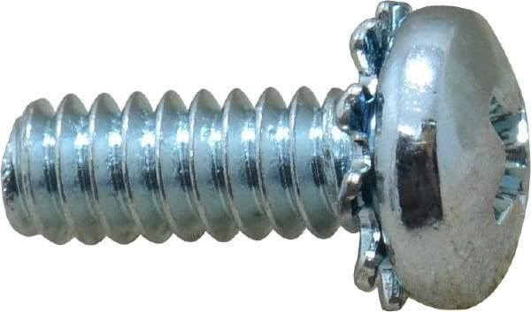 Value Collection - #10-24 UNC, 1/2" Length Under Head Phillips Drive Machine Screw - Pan Head, Grade J82 Steel, Zinc-Plated Finish, External Tooth - Americas Industrial Supply