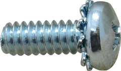Value Collection - #10-24 UNC, 1/2" Length Under Head Phillips Drive Machine Screw - Pan Head, Grade J82 Steel, Zinc-Plated Finish, External Tooth - Americas Industrial Supply
