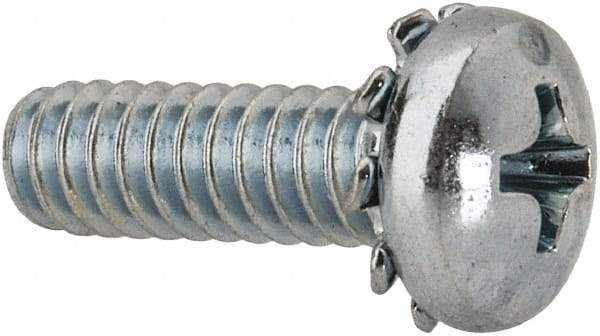 Value Collection - #10-24 UNC, 5/8" Length Under Head Phillips Drive Machine Screw - Pan Head, Grade J82 Steel, Zinc-Plated Finish, External Tooth - Americas Industrial Supply