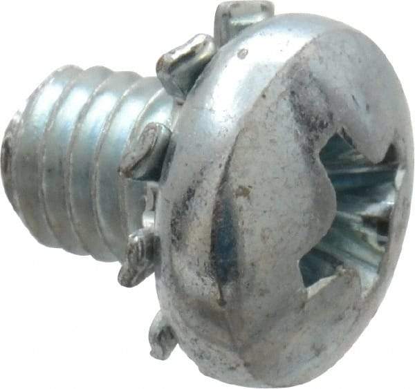 Value Collection - #10-32 UNF, 1/4" Length Under Head Phillips Drive Machine Screw - Pan Head, Grade J82 Steel, Zinc-Plated Finish, External Tooth - Americas Industrial Supply
