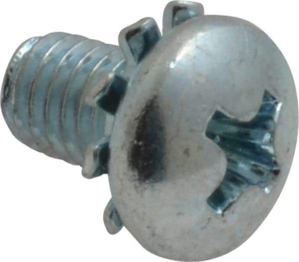 Value Collection - #10-32 UNF, 5/16" Length Under Head Phillips Drive Machine Screw - Pan Head, Grade J82 Steel, Zinc-Plated Finish, External Tooth - Americas Industrial Supply