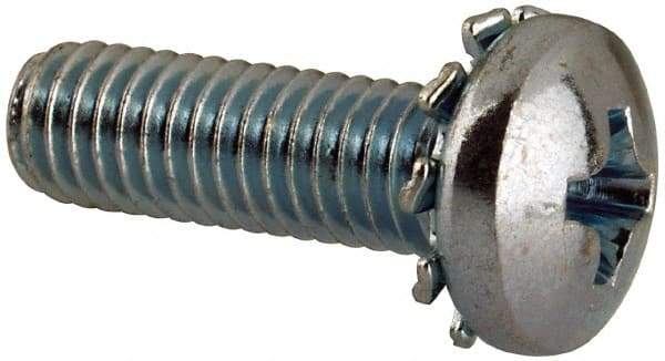 Value Collection - #10-32 UNF, 5/8" Length Under Head Phillips Drive Machine Screw - Pan Head, Grade J82 Steel, Zinc-Plated Finish, External Tooth - Americas Industrial Supply