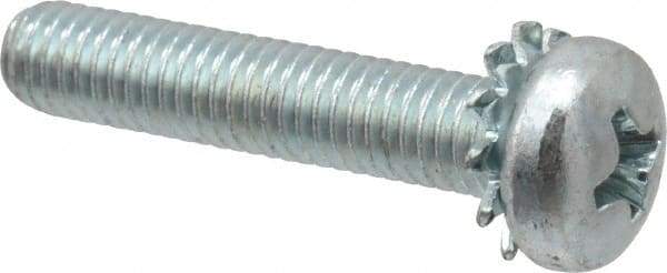 Value Collection - #10-32 UNF, 1" Length Under Head Phillips Drive Machine Screw - Pan Head, Grade J82 Steel, Zinc-Plated Finish, External Tooth - Americas Industrial Supply