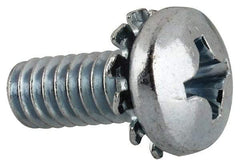 Value Collection - 1/4-20 UNC, 5/8" Length Under Head Phillips Drive Machine Screw - Pan Head, Grade J82 Steel, Zinc-Plated Finish, External Tooth - Americas Industrial Supply