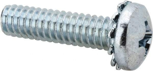 Value Collection - 1/4-20 UNC, 1" Length Under Head Phillips Drive Machine Screw - Pan Head, Grade J82 Steel, Zinc-Plated Finish, External Tooth - Americas Industrial Supply